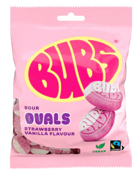 Bubs Godis Goody Sour Ovals Strawberry & Vanilla 12 x 90g