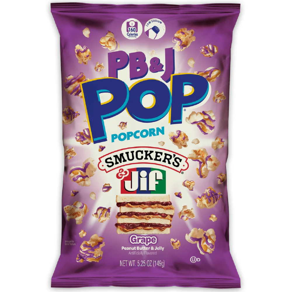 Candy Pop Popcorn Peanut Butter & Jelly Grape 12 x 149g DDM 2026-02