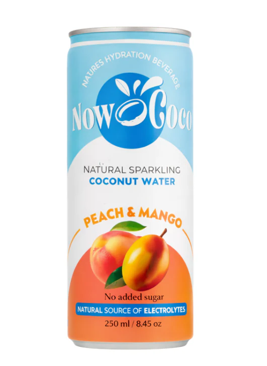 Now Coco Sparkling Coconut Water Peach & Mango 12 x 250ml